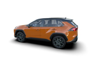 Modern SUV arabası beyaz arka planda izole edilmiş. 3d oluşturma
