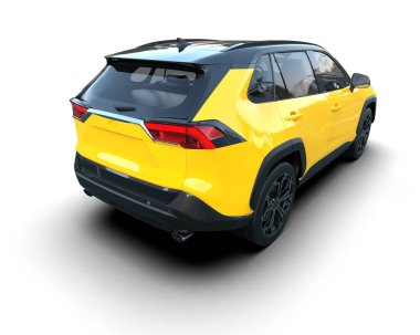 Sarı modern şehir cipi. 3d oluşturma.