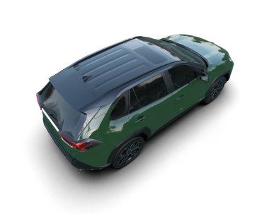 Yeşil arazi aracı gri arka planda izole edildi. 3d oluşturma.