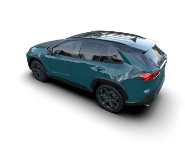 Beyaz arka planda modern SUV 'u olan bir arazi aracı. 3d oluşturma