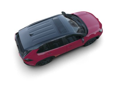 Beyaz izole edilmiş arka planda modern elektrikli bir arabanın 3 boyutlu görüntüsü. Sunum için 3 boyutlu illüstrasyon. yüksek kalite.