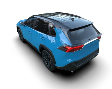 Modern SUV arabası beyazdan izole edilmiş. mavi cam görüntüleme