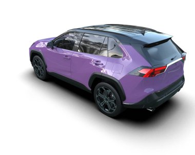 Beyaz arkaplanda 3D resimli araç SUV.