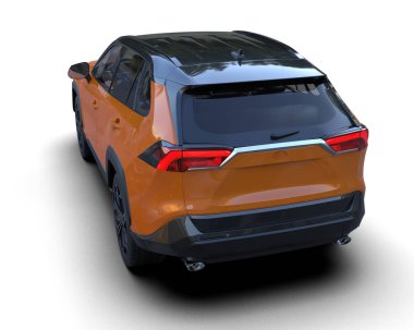 Beyaz arkaplanda modern bir SUV 'un 3 boyutlu canlandırması.