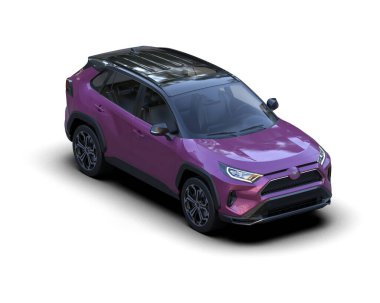 Modern araba arka planda izole edilmiş. 3D görüntüleme - illüstrasyon