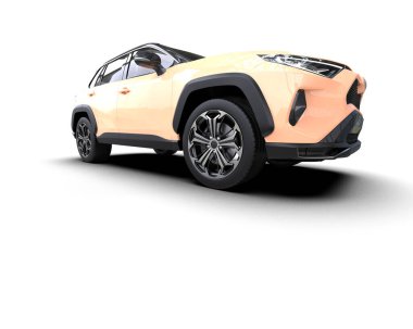 Beyaz arka planda modern kompakt SUV. 3d oluşturma