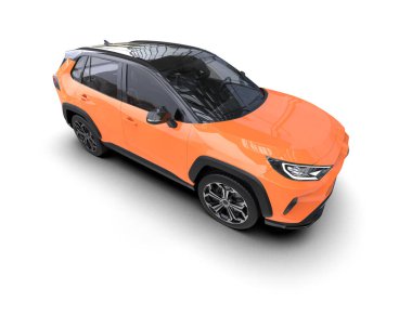 Modern SUV arabası beyaz arka planda izole edilmiş. 3d oluşturma