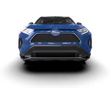 mavi araba modern araba - ön manzara - 3 boyutlu görüntüleme