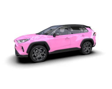 Beyaz stüdyo arka planında 3 boyutlu bir SUV konsept araba.