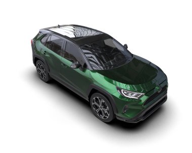 Beyaz arka planda bir araba. 3D görüntüleme - illüstrasyon