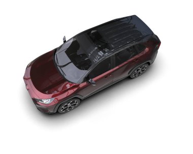 Beyaz arka planda modern bir araba. 3d oluşturma