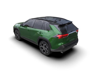 Yeşil arazi aracı beyaz arka planda izole edilmiş. 3d oluşturma.