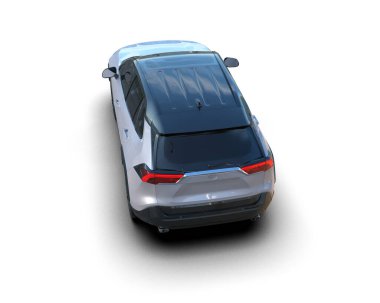 Gri arka planda beyaz bir cip. 3d oluşturma.