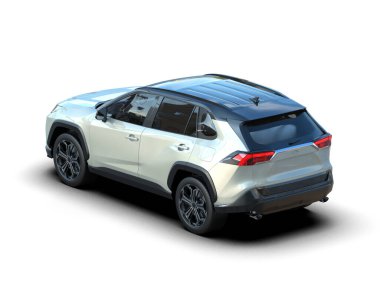 Bir markanın 3 boyutlu görüntülemesi - daha az genel SUV arabası beyaz arkaplanda izole edildi