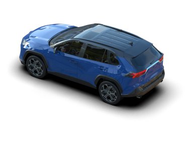 Beyaz arka planda mavi bir cip. 3d illüstrasyon