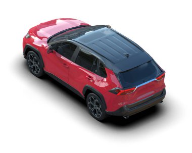 modern kırmızı SUV arabası beyaz arkaplanda izole edildi