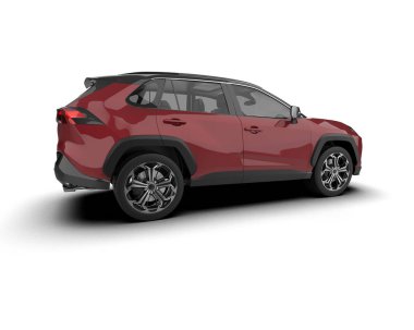 modern kırmızı SUV arabası beyaz arkaplanda izole edildi
