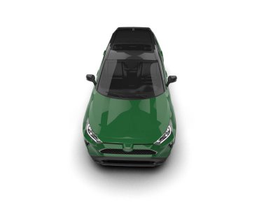 Beyaz arka planda modern bir araba. 3d oluşturma.