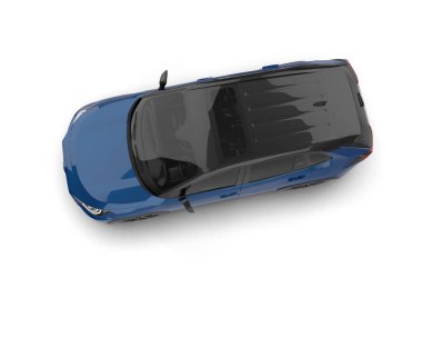 mavi modern elektrikli araba - arka plan - 3 boyutlu illüstrasyon