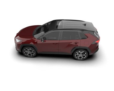 modern kırmızı SUV arabası beyaz arkaplanda izole edildi