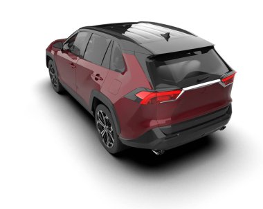 modern kırmızı SUV arabası beyaz arkaplanda izole edildi