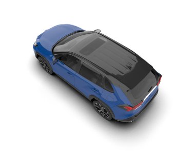 Beyaz arkaplanda mavi araba