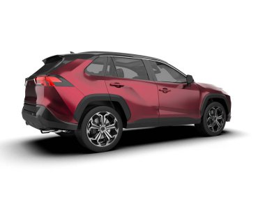 modern kırmızı SUV arabası beyaz arkaplanda izole edildi