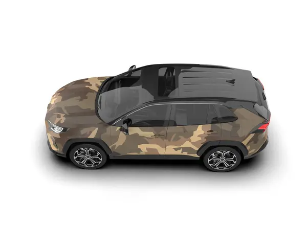 stock image modern camouflaged SUV car isolated on white background