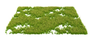 Beyaz arkaplanda izole edilmiş çimen alanı 3 d illüstrasyon