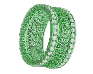 Beyaz üzerine yeşil bilezik.