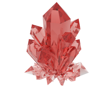 Beyaz arkaplanda izole edilmiş kırmızı bir yakutun 3D görüntülemesi