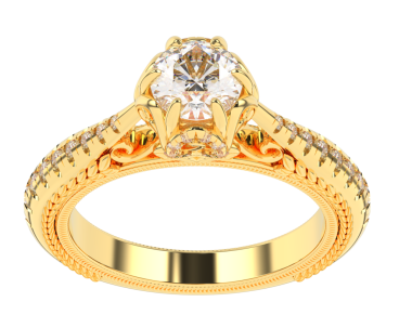 3 d Elmaslı ve kırpma yolu olan altın yüzük