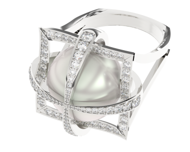 Beyaz inci yüzüklü. mücevher