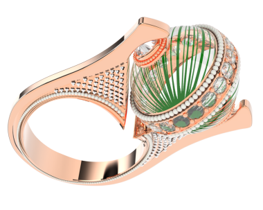 Beyaz zemin üzerinde izole edilmiş zarif bir altın yüzüğün 3 boyutlu görüntüsü