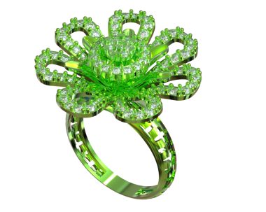 Siyah arkaplanda elmaslarla yeşil halka.