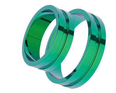 Beyaz arkaplanda izole edilmiş 3 boyutlu yeşil metal şerit