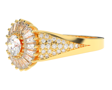 Siyah arkaplanda elmaslarla izole edilmiş altın alyans