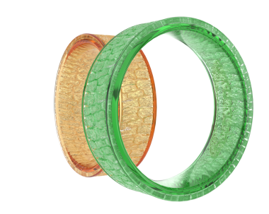 Beyaz arkaplanda altın ve yeşil halkalar