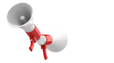 Beyaz arkaplanda 3d megafon oluşturuluyor