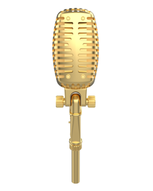 Beyaz arka planda izole edilmiş bir mikrofon. 3d illüstrasyon