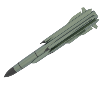 Beyaz arka planda askeri roket