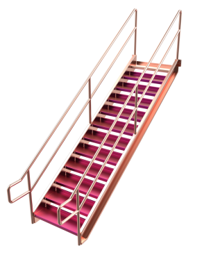 Şehirde merdivenler. Beyaz üzerine izole edilmiş. 3D oluşturuldu.