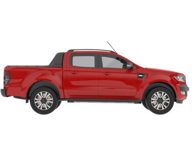modern kırmızı pikap - beyaz arkaplanda izole edilmiş yan görünüm
