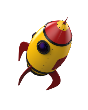 Siyah roketli robot.