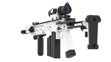 Beyaz arka planı olan bir tabancanın 3 boyutlu çizimi