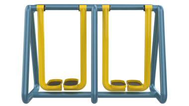 Sarı plastik spor aletleri ikonu, çizgi film tarzı.