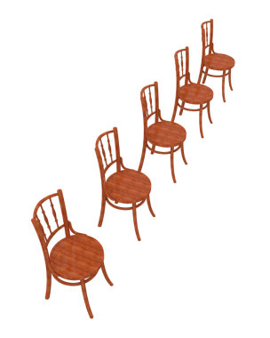 Beyaz arkaplanda izole sandalyeler