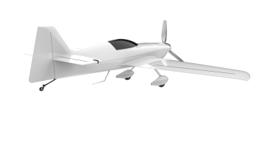 Beyaz zemin üzerinde izole edilmiş küçük bir uçağın 3 boyutlu görüntüsü