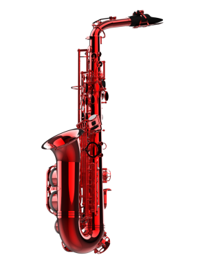 Siyah arkaplan ile kırmızı saksafon