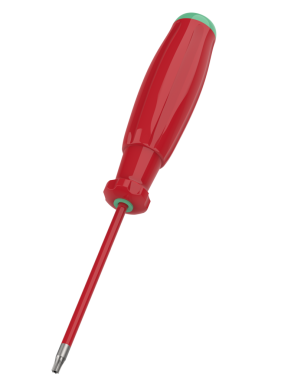 Beyaz arkaplanda izole edilmiş tornavidalı kırmızı tornavida.